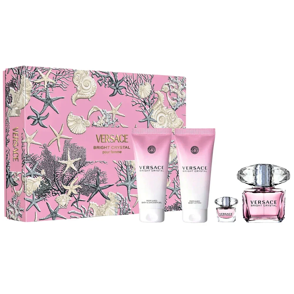 Versace Bright Crystal 3.0oz EDT & 3.4oz BL & 3.4oz SG & Mini