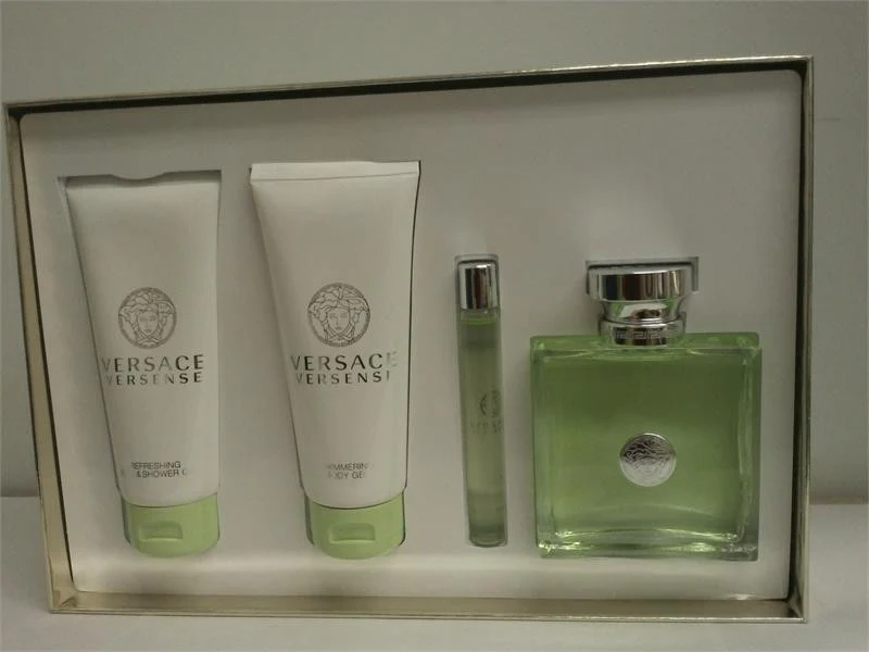 Versace Versense 3.4 Oz/3.4 Oz Body Lotion/3.4 Oz Shower Gel & 0.3 Oz Bath/Mini Perfume/ for Women