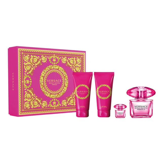 Versace Bright Crystal Absolu 3oz EDP & 3.3oz BSG & 3.3oz Body Lotion & .17oz EDT Mini - Image 2