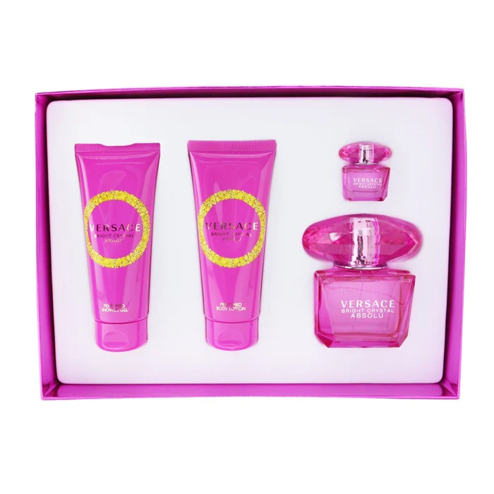 Versace Bright Crystal Absolu 3oz EDP & 3.3oz BSG & 3.3oz Body Lotion & .17oz EDT Mini - Image 3